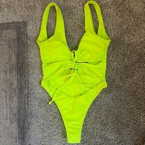 Target Green One Piece Swimsuit V-Neck High-Cut